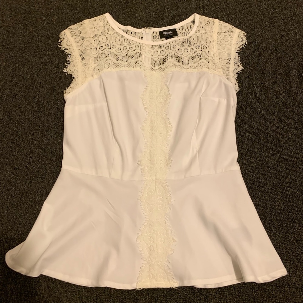 White lace Peplum Tank Top
